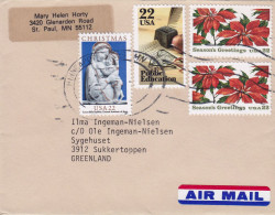 Air Mail Label MINNEAPOLIS Mn. 1985 'Petite' Cover SUKKERTOPPEN Greenland Lung Association Tuberculosis Vignette - Covers & Documents