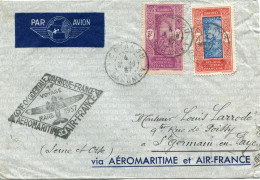 DAHOMEY LETTRE PAR AVION DEPART COTONOU 4 MARS 37 DAHOMEY POUR LA FRANCE - Storia Postale