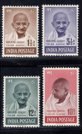 India 1948 Mahatma Gandhi Mourning 4v SET, VERY FINE FRONT, MINT GUM DISTURBED,  NICE COLOUR As Per Scan - Ongebruikt