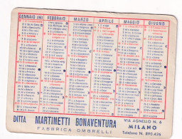 Calendarietto - Fabbrica Ombrelli - Ditta Martinetti Bonaventura - Milano - Anno 1961 - Petit Format : 1961-70