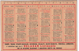 Calendarietto - Farmacia Italo Americana Di A.consoli - Catania - Anno 1961 - Tamaño Pequeño : 1961-70