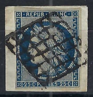 FRANCE Ca.1850: L E Y&T 4a Obl. Grille Sur Fragment - 1849-1850 Cérès