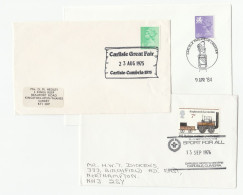 3 Diff CARLISLE Event COVERS Gb Stamps Cover 1975-1984 - Brieven En Documenten