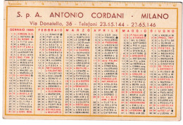 Calendarietto - S.p.a. Antonio Cordani - Milano - Anno 1965 - Petit Format : 1961-70