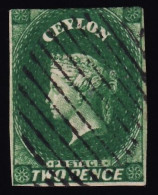 Ceylon, 1857-58 Y&T. 2, 2 P, Verde Oscuro - Ceylon (...-1947)