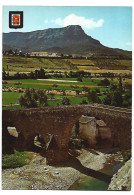 PUENTE ROMANICO DE SAN MIGUEL, AL FONDO LA PEÑA OROEL.- PIRINEO ARAGONES.- JACA.- ( HUESCA ). - Huesca