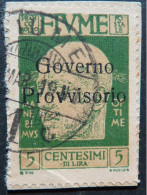 ITALIA Occupazioni Fiume-1921- "Governo Provvisorio" C. 5 Senza Trattino US° (descrizione) - Fiume