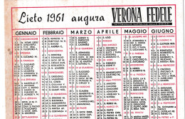 Calendarietto - Verona Fedele - Settimanale Cattolico Della Diocesi - Anno 1961 - Formato Piccolo : 1961-70