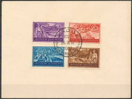 Liechtenstein 1937: Rheinnot-Wiederaufbau (1927-1937) Karte Zu 122-125 Mi 152-155 Yv 137-140 Mit Sonder-⊙ VADUZ 26.IX.37 - Storia Postale