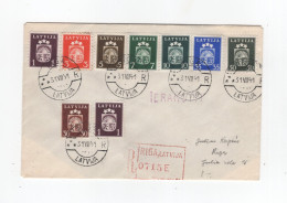 1941 Dt. Bes. 2. WK Lettland Orts-  R- Brief Wappen Ex MI # 281-280 Gest. Riga 31.VII. - Lettland