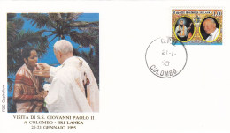 SRI LANKA Cover 7-33,popes Travel 1995 - Papi