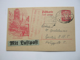 1925 , 20 Pfg. Bildganzsache Als Luftpostkarte Aus ZOPPOT- Luftpost , Nach Berlin - Postal  Stationery