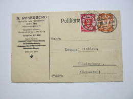 1924 , DANZIG , Firmenkarte Nach Schweden Verschickt - Briefe U. Dokumente