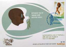 ARMENIA 2019 150TH BIRTH ANNIVERSARY OF MAHATMA GANDHI FIRST DAY COVER FDC USED RARE - Mahatma Gandhi