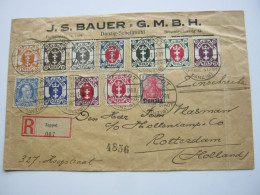 1922 , DANZIG , Einschreiben Mit 12 Werten  Nach Holland Verschickt , Mit Ankunftstempel - Lettres & Documents