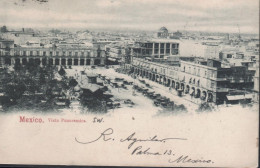 México.Vista Panoramica.Plaza De Armas.Palacio Municipal Y Portal De Mercaderes Circulada En 1900.siglo XIX - México