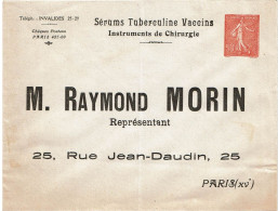 REF CTN88 - EP ENV SEMEUSE LIGNEE 50c  NEUVE REPIQUAGE RAYMOND MORIN TRACES DE CHARNIERE - Buste Ristampe (ante 1955)