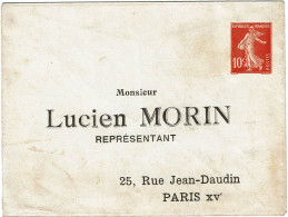 REF CTN88 - EP ENV SEMEUSE CAMEE 10c  NEUVE REPIQUAGE LUCIEN MORIN TRACES DE CHARNIERE - Overprinted Covers (before 1995)