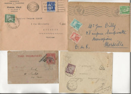 LOT DE 13 LETTRES OBLITERATIONS DIVERSES  AFFRANCHISSEMENT TAXE -ANNEE 1900 A 1987 - 1859-1959 Storia Postale