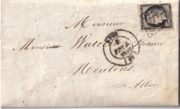 FRANCE - 20 C. Noir Sur Lettre Du 2 Févtier 1849 - 1849-1850 Cérès