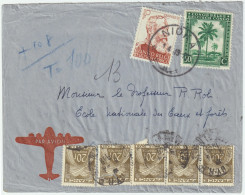 CONGO BELGE Pour La FRANCE - 1949 LSC AVION Affranchie 10fr50c From NIOKA To NANCY, Taxée 100fr (5x20fr Type Gerbes) - 1859-1959 Cartas & Documentos