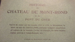 1905 Histoire De Château De Mont-Rond Et Du Pont Du Cher Hérault (l'abbé) SAINT BONNET CHANGIS ...ALLIER BERRY  SAINT AM - Bourbonnais