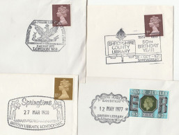 LIBRARIES - 4 Diff EVENT Covers Library GB Stamps Cover 1975-1980 Book Books - Briefe U. Dokumente