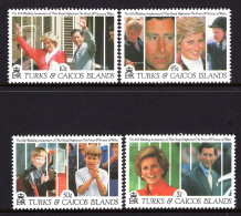 Turks & Caicos Islands 1991 10th Royal Wedding Anniversary Set MNH (SG 1113-1116) - Turks And Caicos