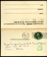 UY14 Type 1 Postal Card With Reply Miami FL 1953 - 1941-60