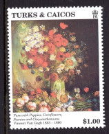 Turks & Caicos Islands 1991 Death Centenary Of Vincent Van Gogh - $1 Vase With Poppies MNH (SG 1125) - Turks And Caicos