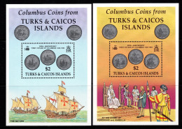 Turks & Caicos Islands 1992 Discovery Of Americas - Coins MS Set MNH (SG MS1176a&b) - Turks And Caicos