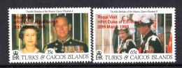 Turks & Caicos Islands 1993 Visit Of The Duke Of Edinburgh Overprint Set MNH (SG 1193-1194) - Turks And Caicos