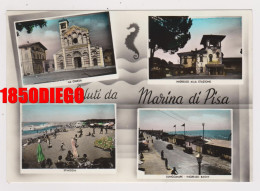 SALUTI DA MARINA DI PISA - MULTIVEDUTE  F/GRANDE  VIAGGIATA  1957 ANIMAZIONE - Pisa