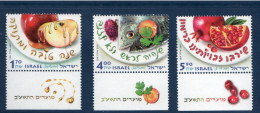 Israël, **, Yv 2154, 2155, 2156, Mi 2242, 2243, 2244, SG 2113, 2114, 2115, Alimentation, Fruits, Poisson, Pomme, - Nuevos (con Tab)