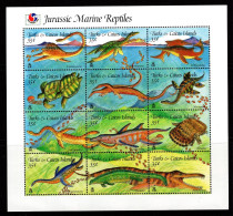 Turks & Caicos Islands 1995 Jurassic Marine Reptiles - Dinosaurs Sheet MNH (SG 1296-1307) - Turks And Caicos