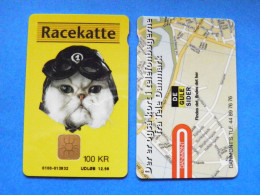 CHIP Phonecard Denmark Danmont Animal Cat Racekatte Map 100 Kroner 12.98 - Denmark