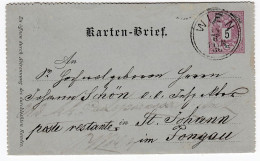 ÖSTERREICH 1886 - Kartenbrief K 8 Deutsch - Postbladen