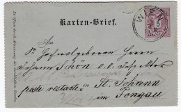 ÖSTERREICH 1886 - Kartenbrief K 8 Deutsch - Carte-Lettere