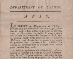 Departement De L Ariege - An 9 - Affranchissement Des Lettres Et Paquets Pour La 10e Division Militaire - 1701-1800: Precursori XVIII
