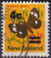 1972 Neuseeland ° Mi:NZ 561II, Sn:NZ 480, Yt:NZ 539a, Magpie Moth (Nyctemera Annulata) - Surcharged, Butterfly - Gebraucht