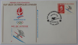 JEUX OLYMPIQUES HIVER / ALBERTVILLE 1992 - SKI DE VITESSE - Enveloppe Timbre Et Cachet 1er Jour LES ARCS - Winter 1992: Albertville