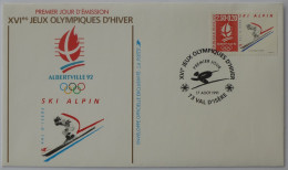 JEUX OLYMPIQUES HIVER / ALBERTVILLE 1992 - SKI ALPIN - Enveloppe Timbre Et Cachet 1er Jour VAL D'ISERE - Winter 1992: Albertville