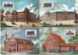 Germany Deutschland DDR 1987 Maximum Cards X4, Weimar Perleberg Kirschau Freiberg Postamt, Berlin - Maximumkarten (MC)