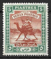 SUDAN...KING EDWARD VII..(1901-10..)....CAMEL.....5pi.......SG27.....ORDENARY PAPER......(CAT.VAL.£42..)........MH... - Soedan (...-1951)