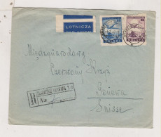 POLAND 1947 SKARZYSKO KAMIENNA Registered Airmail Cover To Switzerland - Covers & Documents