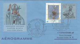 VATICAN Aerogramme 7-68,popes Travel 1995,United States - Papi