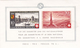 SUISSE - 1942 - POUR LES SAMARITAINS ET LE DON NATIONAL- BLOC FEUILLET - Unused Stamps