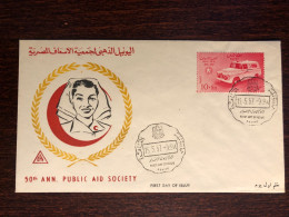 EGYPT FDC COVER 1957 YEAR RED CRESCENT RED CROSS AMBULANCE HEALTH MEDICINE - Storia Postale