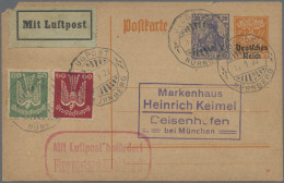 Air Mail: 1922/1925 Ca.: 32 Airmail Cards, Covers And Postal Stationery Items Fr - Andere & Zonder Classificatie
