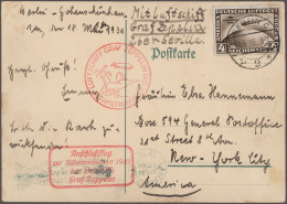 Zeppelin Mail - Germany: 1908/1937, Kleines Lot Mit 9 Zeppelin-Belegen Mit Inter - Poste Aérienne & Zeppelin